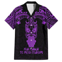 Personalised New Zealand Te Reo Maori Family Matching Off Shoulder Maxi Dress and Hawaiian Shirt Kia Kaha Maori Language Week Purple Style LT9 Dad's Shirt - Short Sleeve Purple - Polynesian Pride