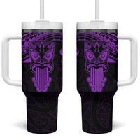 Personalised New Zealand Te Reo Maori Tumbler With Handle Kia Kaha Maori Language Week Purple Style
