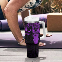 Personalised New Zealand Te Reo Maori Tumbler With Handle Kia Kaha Maori Language Week Purple Style