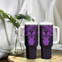 Personalised New Zealand Te Reo Maori Tumbler With Handle Kia Kaha Maori Language Week Purple Style