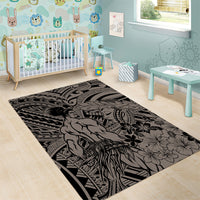 Beauty and The Warrior Polynesian Valentine Area Rug Hibiscus FLowers Brown Style LT9 - Polynesian Pride