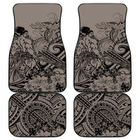 Beauty and The Warrior Polynesian Valentine Car Mats Hibiscus FLowers Brown Style LT9 Brown - Polynesian Pride