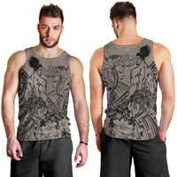 Beauty and The Warrior Polynesian Valentine Men Tank Top Hibiscus FLowers Brown Style LT9 - Polynesian Pride