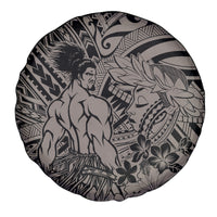 Beauty and The Warrior Polynesian Valentine Spare Tire Cover Hibiscus FLowers Brown Style LT9 - Polynesian Pride
