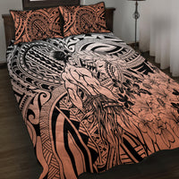 Beauty and The Warrior Polynesian Valentine Quilt Bed Set Hibiscus FLowers Orange Style LT9 - Polynesian Pride
