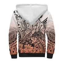 Beauty and The Warrior Polynesian Valentine Sherpa Hoodie Hibiscus FLowers Orange Style LT9 - Polynesian Pride