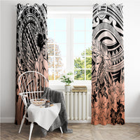 Beauty and The Warrior Polynesian Valentine Window Curtain Hibiscus FLowers Orange Style LT9 - Polynesian Pride