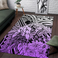 Beauty and The Warrior Polynesian Valentine Area Rug Hibiscus FLowers Purple Style LT9 Purple - Polynesian Pride