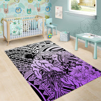Beauty and The Warrior Polynesian Valentine Area Rug Hibiscus FLowers Purple Style LT9 - Polynesian Pride
