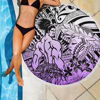 Beauty and The Warrior Polynesian Valentine Beach Blanket Hibiscus FLowers Purple Style LT9 - Polynesian Pride