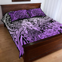 Beauty and The Warrior Polynesian Valentine Quilt Bed Set Hibiscus FLowers Purple Style LT9 - Polynesian Pride