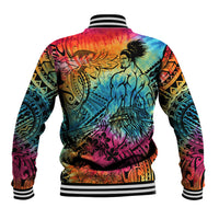 Beauty and The Warrior Polynesian Valentine Baseball Jacket Hibiscus FLowers Rainbow Style LT9 - Polynesian Pride