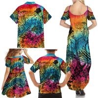 Beauty and The Warrior Polynesian Valentine Family Matching Summer Maxi Dress and Hawaiian Shirt Hibiscus FLowers Rainbow Style LT9 - Polynesian Pride