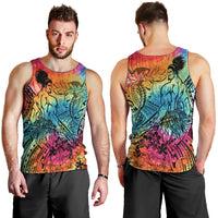 Beauty and The Warrior Polynesian Valentine Men Tank Top Hibiscus FLowers Rainbow Style LT9 - Polynesian Pride