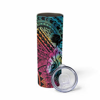 Beauty and The Warrior Polynesian Valentine Skinny Tumbler Hibiscus FLowers Rainbow Style
