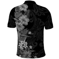 Hawaii Tropical Flowers Tribal Pattern Polo Shirt Black Style LT9 - Polynesian Pride