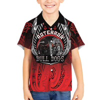 Aotearoa Bulldog Personalised Family Matching Off Shoulder Short Dress and Hawaiian Shirt Maori Kowhaiwhai Motif