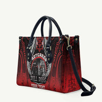 Aotearoa Bulldog Personalised Leather Bag Maori Kowhaiwhai Motif LT9 Red - Polynesian Pride