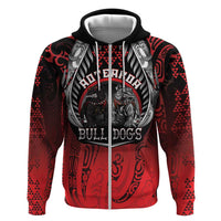 Aotearoa Bulldog Personalised Zip Hoodie Maori Kowhaiwhai Motif