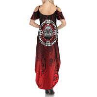 Aotearoa Bulldog Family Matching Summer Maxi Dress and Hawaiian Shirt New Zealand Kowhaiwhai Tribal