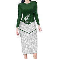 Custom New Zealand Maori Niho Taniwha Family Matching Long Sleeve Bodycon Dress and Hawaiian Shirt