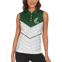 Custom New Zealand Maori Niho Taniwha Women Sleeveless Polo Shirt