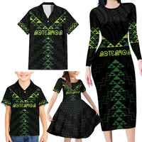 Custom New Zealand Maori Koru Koiri Motif Family Matching Long Sleeve Bodycon Dress and Hawaiian Shirt