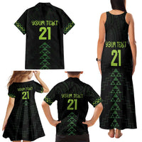 Custom New Zealand Maori Koru Koiri Motif Family Matching Tank Maxi Dress and Hawaiian Shirt