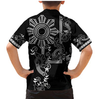 Filipino Sun Tribal Tattoo Family Matching Mermaid Dress and Hawaiian Shirt Philippines Inspired Barong Simple Black