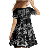 Filipino Sun Tribal Tattoo Family Matching Mermaid Dress and Hawaiian Shirt Philippines Inspired Barong Simple Black