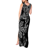 Filipino Sun Tribal Tattoo Tank Maxi Dress Philippines Inspired Barong Simple Black LT9 - Polynesian Pride