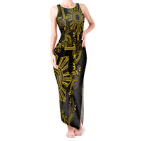 Filipino Sun Tribal Tattoo Tank Maxi Dress Philippines Inspired Barong Simple Gold LT9 Women Gold - Polynesian Pride