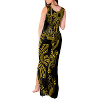 Filipino Sun Tribal Tattoo Tank Maxi Dress Philippines Inspired Barong Simple Gold LT9 - Polynesian Pride
