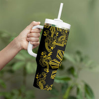 Filipino Sun Tribal Tattoo Tumbler With Handle Philippines Inspired Barong Simple Gold