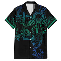 Filipino Sun Tribal Tattoo Hawaiian Shirt Philippines Inspired Barong Blue Art LT9 Blue - Polynesian Pride