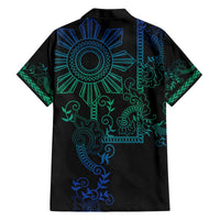 Filipino Sun Tribal Tattoo Hawaiian Shirt Philippines Inspired Barong Blue Art LT9 - Polynesian Pride