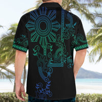 Filipino Sun Tribal Tattoo Hawaiian Shirt Philippines Inspired Barong Blue Art LT9 - Polynesian Pride