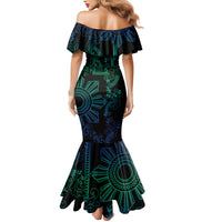 Filipino Sun Tribal Tattoo Mermaid Dress Philippines Inspired Barong Blue Art LT9 - Polynesian Pride