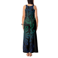 Filipino Sun Tribal Tattoo Tank Maxi Dress Philippines Inspired Barong Blue Art LT9 - Polynesian Pride