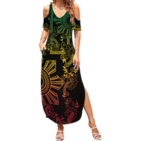 Filipino Sun Tribal Tattoo Summer Maxi Dress Philippines Inspired Barong Reggae Art