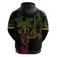 Filipino Sun Tribal Tattoo Zip Hoodie Philippines Inspired Barong Reggae Art