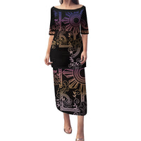Filipino Sun Tribal Tattoo Puletasi Philippines Inspired Barong Pink Art LT9 Long Dress Pink - Polynesian Pride