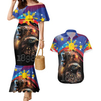 Philippines Lion and Eagle 1898 Couples Matching Mermaid Dress and Hawaiian Shirt Pilipinas Maligayang Araw ng Kalayaan LT9 Black - Polynesian Pride