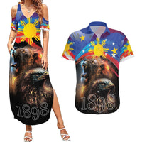 Philippines Lion and Eagle 1898 Couples Matching Summer Maxi Dress and Hawaiian Shirt Pilipinas Maligayang Araw ng Kalayaan LT9 Black - Polynesian Pride