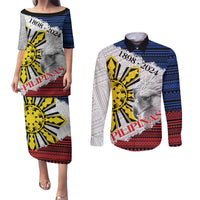 Philippines 126th Independence Day Couples Matching Puletasi and Long Sleeve Button Shirt Pilipinas Hunyo 12 Maligayang Araw ng Kalayaan
