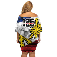 Philippines 126th Independence Day Family Matching Off Shoulder Short Dress and Hawaiian Shirt Pilipinas Hunyo 12 Maligayang Araw ng Kalayaan