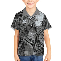 Pacific Beauty Girl Hawaiian Shirt Black Polyneisan Tribal Vintage Motif LT9 - Polynesian Pride