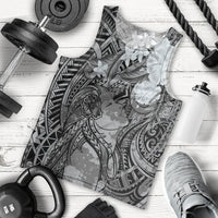 Pacific Beauty Girl Men Tank Top Black Polyneisan Tribal Vintage Motif