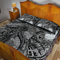 Pacific Beauty Girl Quilt Bed Set Black Polyneisan Tribal Vintage Motif