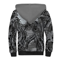 Pacific Beauty Girl Sherpa Hoodie Black Polyneisan Tribal Vintage Motif LT9 - Polynesian Pride